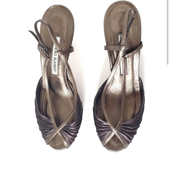 Manolo Blahnik Heels Satin Slingback Size 7.5 - Picture 2 of 8